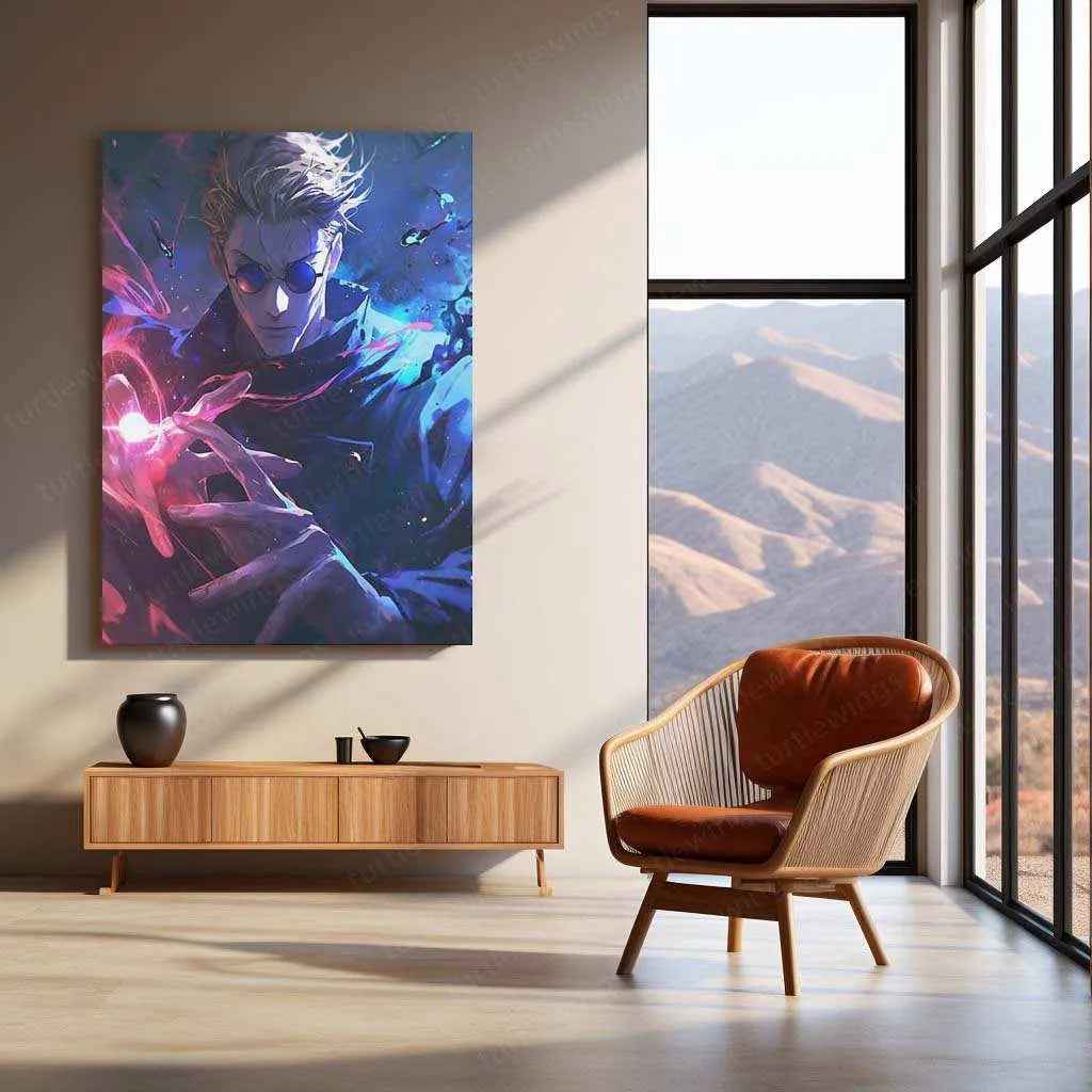 Satoru Gojo Metal Poster | Jujutsu Kaisen Anime Wall Art | Limitless & Six Eyes Decor - TURTLEWINGS