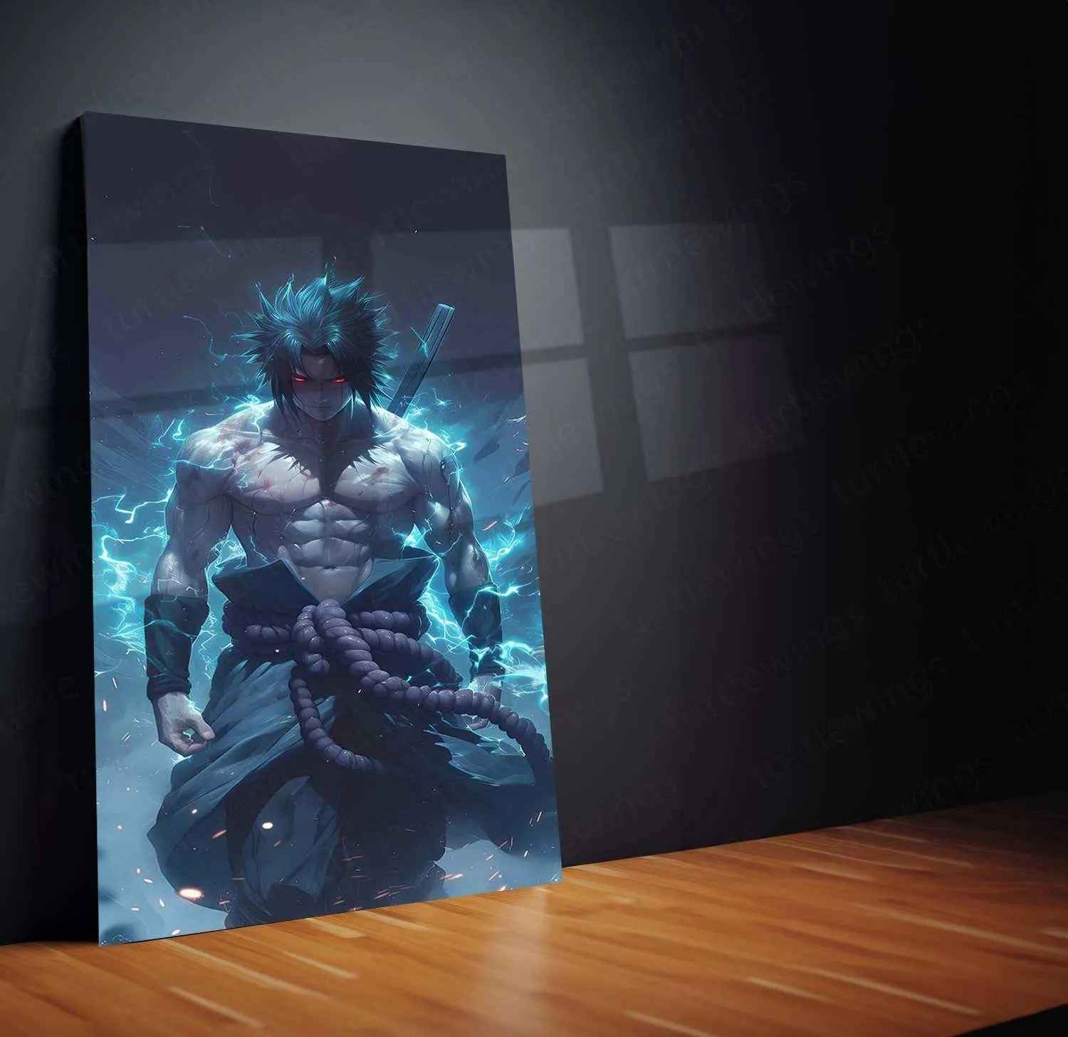 Sasuke Uchiha Metal Poster | Naruto Anime Wall Art | Sharingan & Rinnegan Decor - TURTLEWINGS