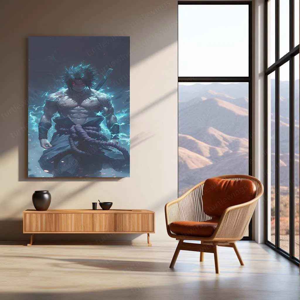 Sasuke Uchiha Metal Poster | Naruto Anime Wall Art | Sharingan & Rinnegan Decor - TURTLEWINGS