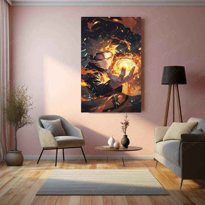 Naruto Uzumaki Metal Poster | Naruto Anime Wall Art | Rasengan & Kurama Decor - TURTLEWINGS