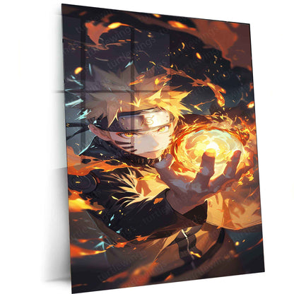 Naruto Uzumaki Metal Poster | Naruto Anime Wall Art | Rasengan & Kurama Decor - TURTLEWINGS