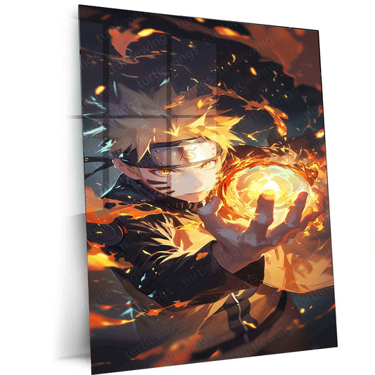 Naruto Uzumaki Metal Poster | Naruto Anime Wall Art | Rasengan & Kurama Decor - TURTLEWINGS