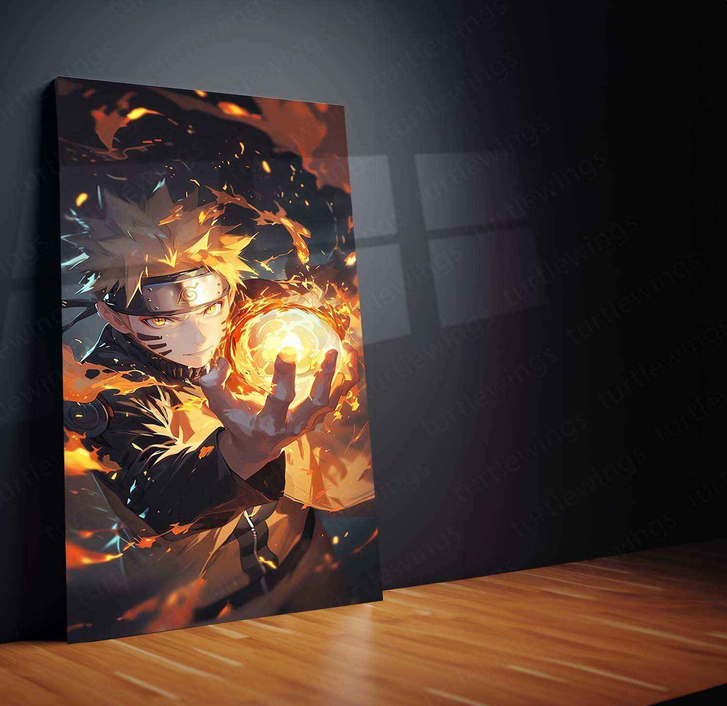 Naruto Uzumaki Metal Poster | Naruto Anime Wall Art | Rasengan & Kurama Decor - TURTLEWINGS