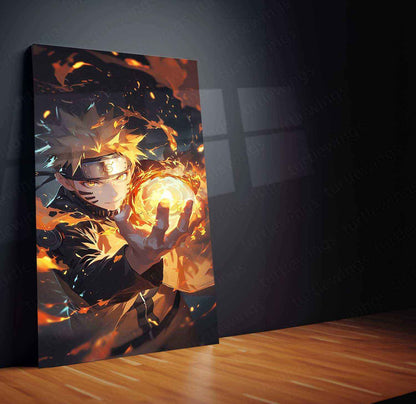 Naruto Uzumaki Metal Poster | Naruto Anime Wall Art | Rasengan & Kurama Decor - TURTLEWINGS