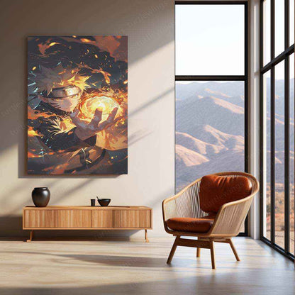 Naruto Uzumaki Metal Poster | Naruto Anime Wall Art | Rasengan & Kurama Decor - TURTLEWINGS