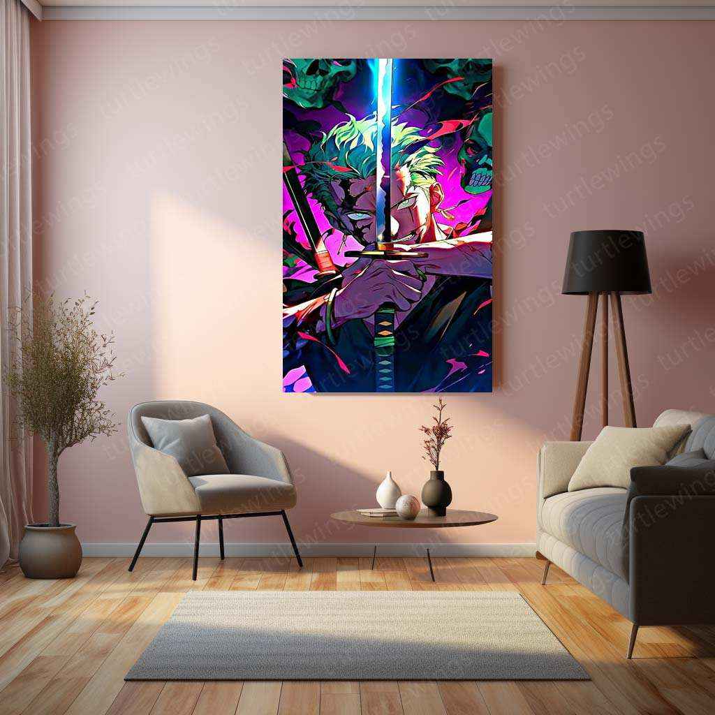 Roronoa Zoro Metal Poster | One Piece Anime Wall Art | Santoryu Sword Style Decor - TURTLEWINGS