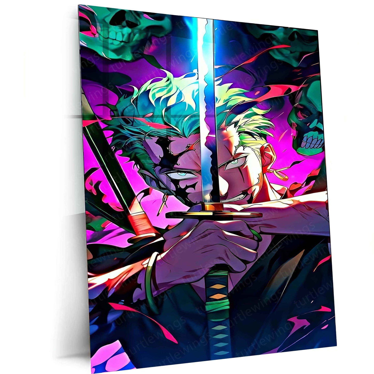 Roronoa Zoro Metal Poster | One Piece Anime Wall Art | Santoryu Sword Style Decor - TURTLEWINGS