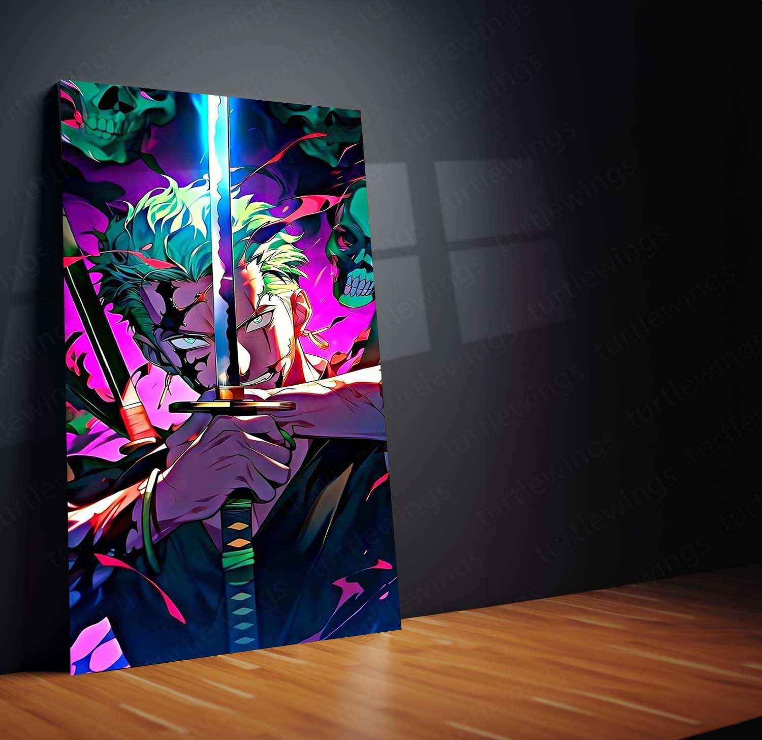 Roronoa Zoro Metal Poster | One Piece Anime Wall Art | Santoryu Sword Style Decor - TURTLEWINGS