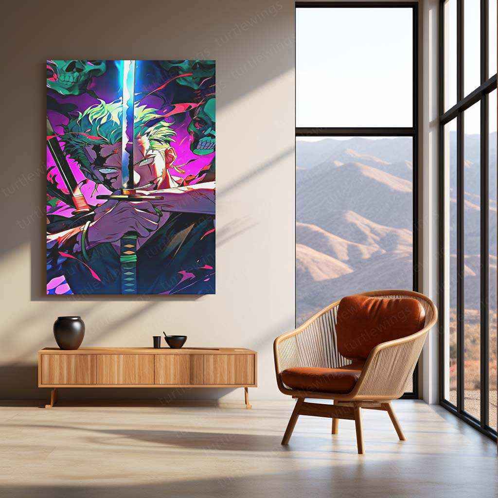 Roronoa Zoro Metal Poster | One Piece Anime Wall Art | Santoryu Sword Style Decor - TURTLEWINGS