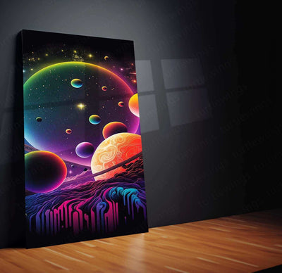 Space Abstract Art Metal Poster | Cosmic Wall Decor | Futuristic Galaxy & Nebula Print - TURTLEWINGS
