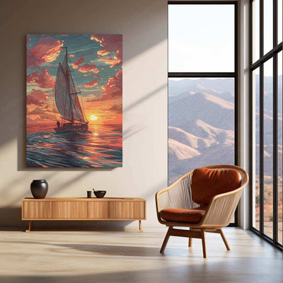Nature Abstract Art Metal Poster | Modern Landscape Wall Art | - TURTLEWINGS