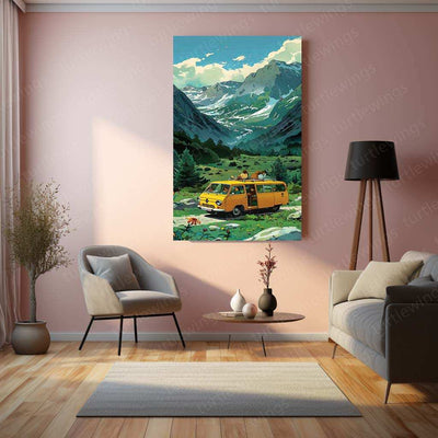 Bus Nature Abstract Art Metal Poster | Unique Urban & Natural Landscape Decor - TURTLEWINGS