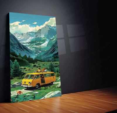 Bus Nature Abstract Art Metal Poster | Unique Urban & Natural Landscape Decor - TURTLEWINGS
