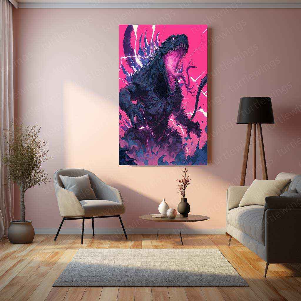Godzilla Metal Poster | Kaiju Movie Wall Art | Monster King Aesthetic - TURTLEWINGS