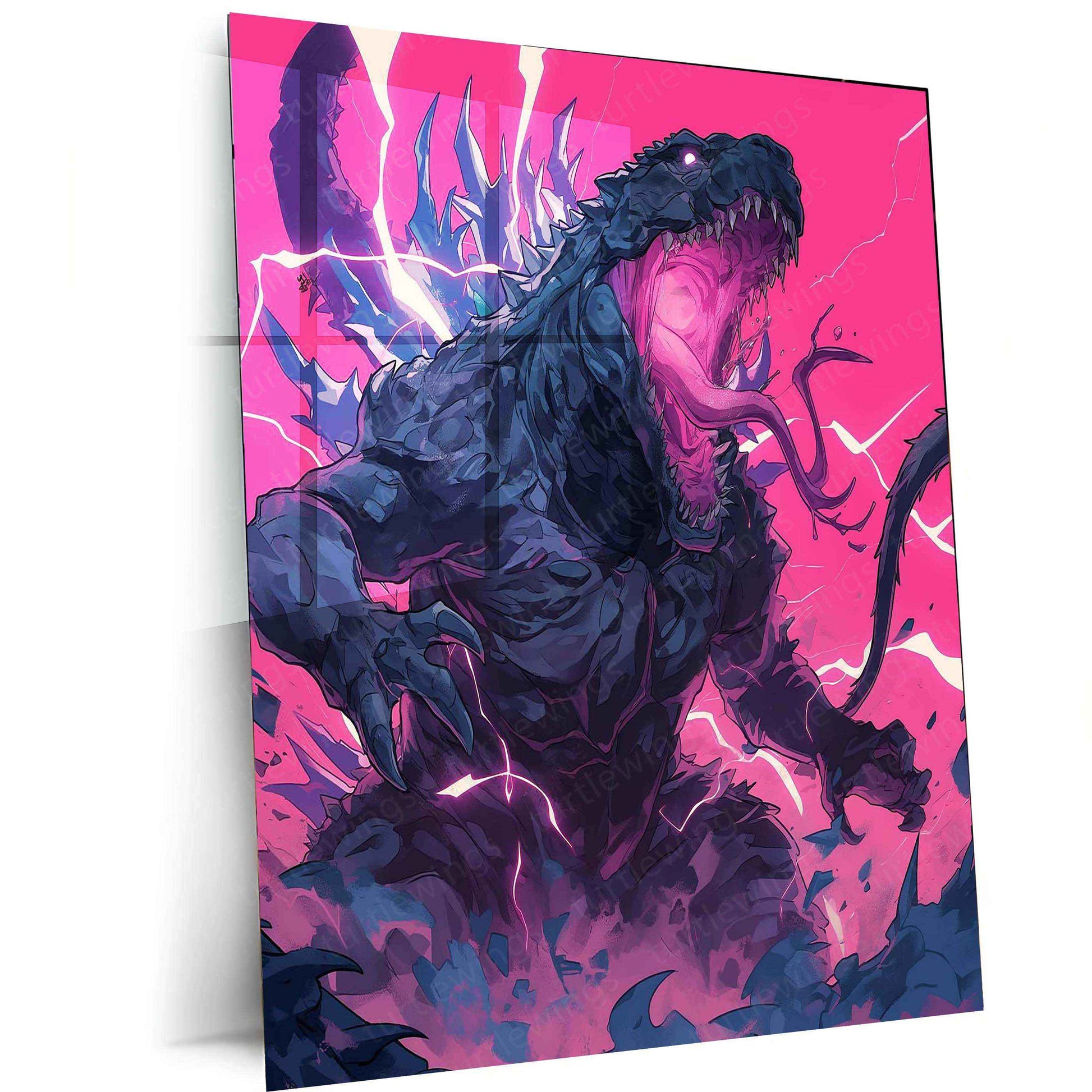 Godzilla Metal Poster | Kaiju Movie Wall Art | Monster King Aesthetic - TURTLEWINGS