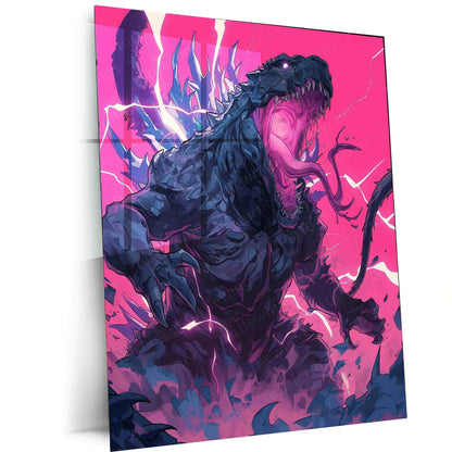 Godzilla Metal Poster | Kaiju Movie Wall Art | Monster King Aesthetic - TURTLEWINGS