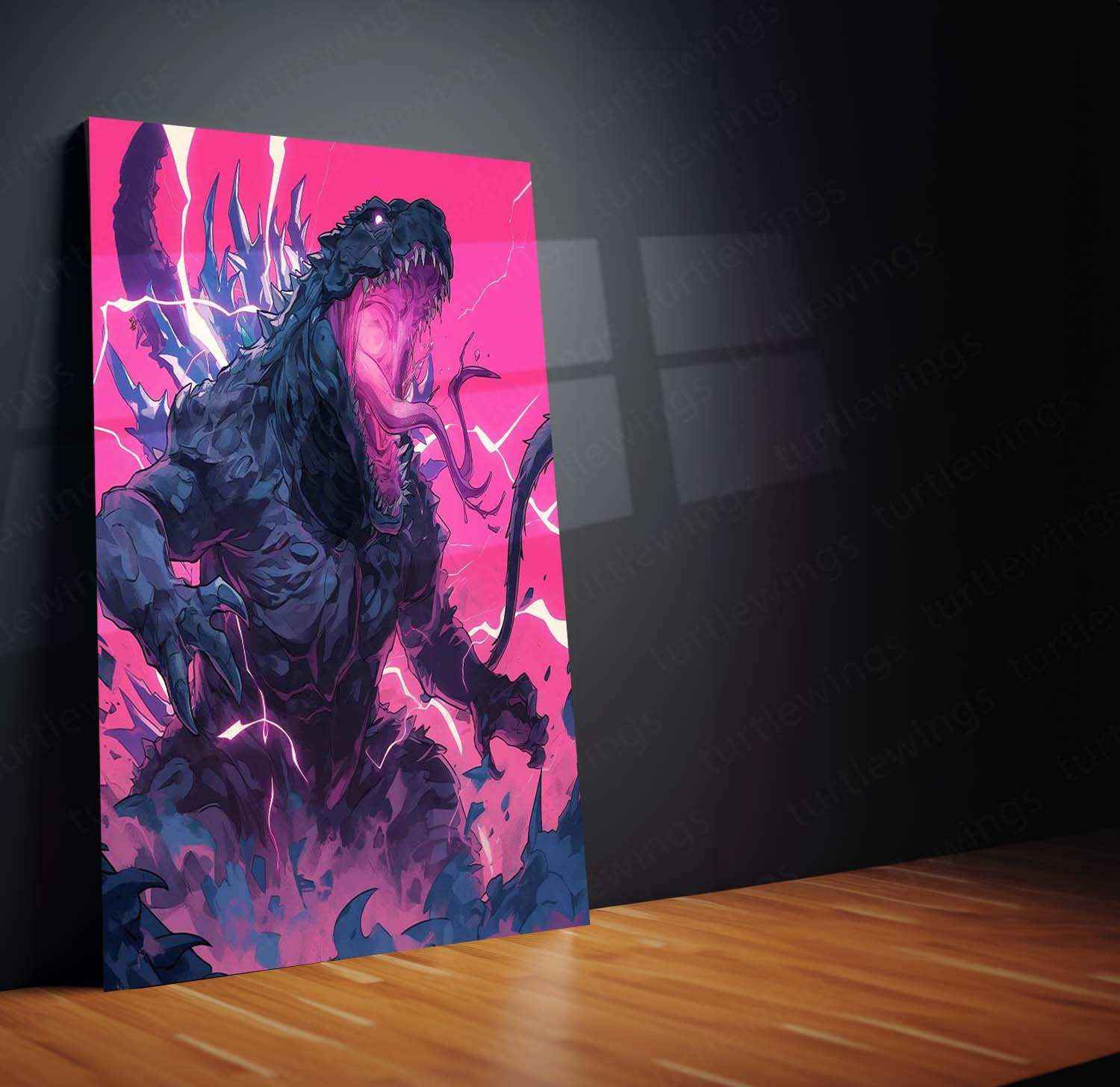 Godzilla Metal Poster | Kaiju Movie Wall Art | Monster King Aesthetic - TURTLEWINGS