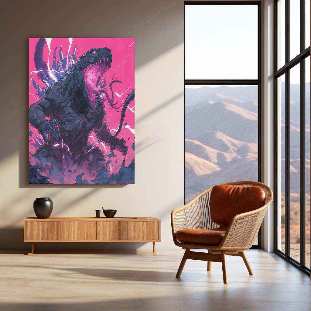 Godzilla Metal Poster | Kaiju Movie Wall Art | Monster King Aesthetic - TURTLEWINGS