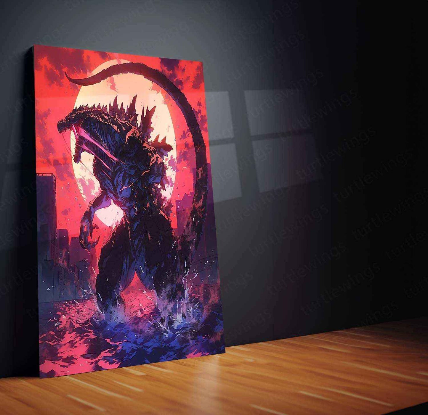 Godzilla Metal Poster | Kaiju Movie Wall Art | Monster King Aesthetic1 - TURTLEWINGS