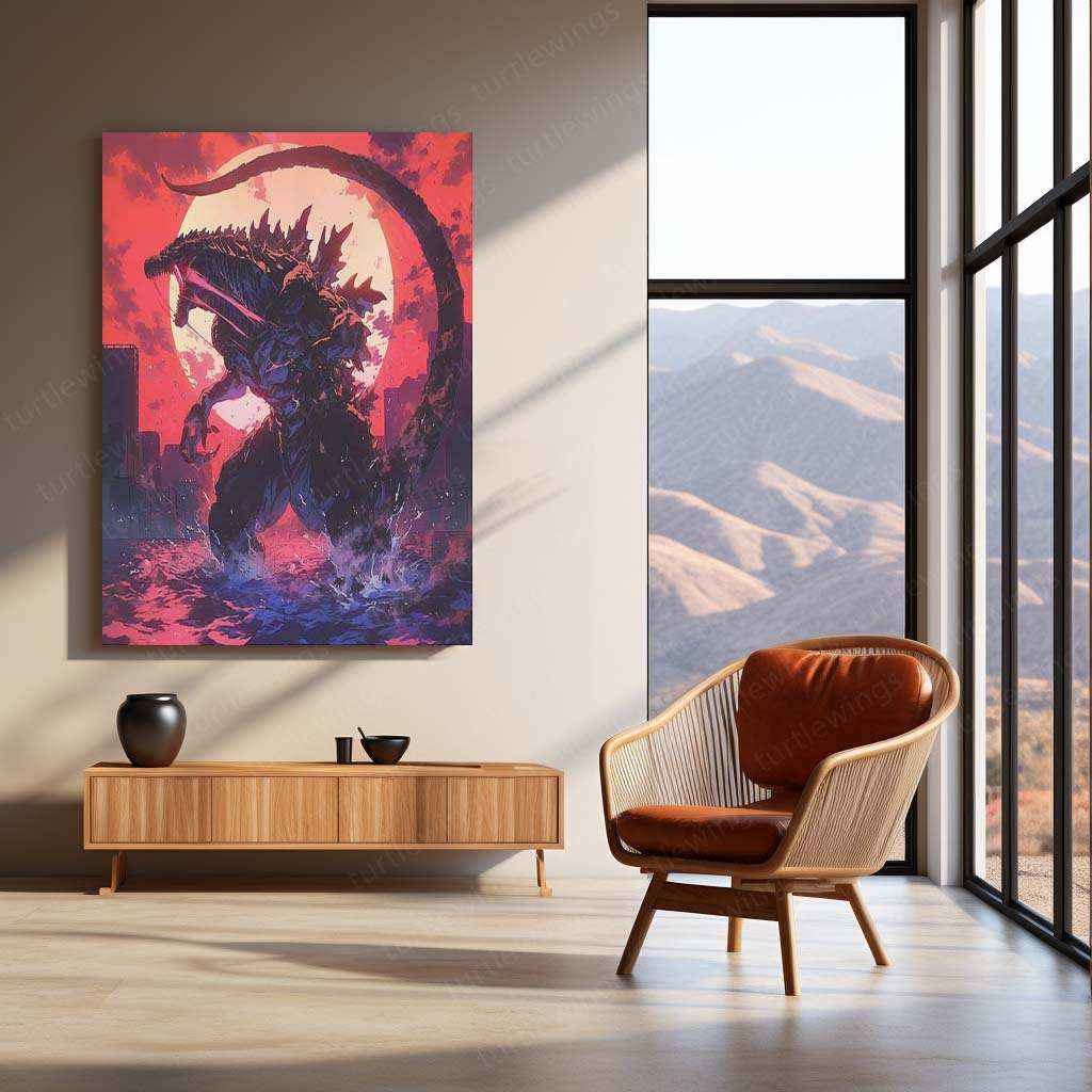 Godzilla Metal Poster | Kaiju Movie Wall Art | Monster King Aesthetic1 - TURTLEWINGS