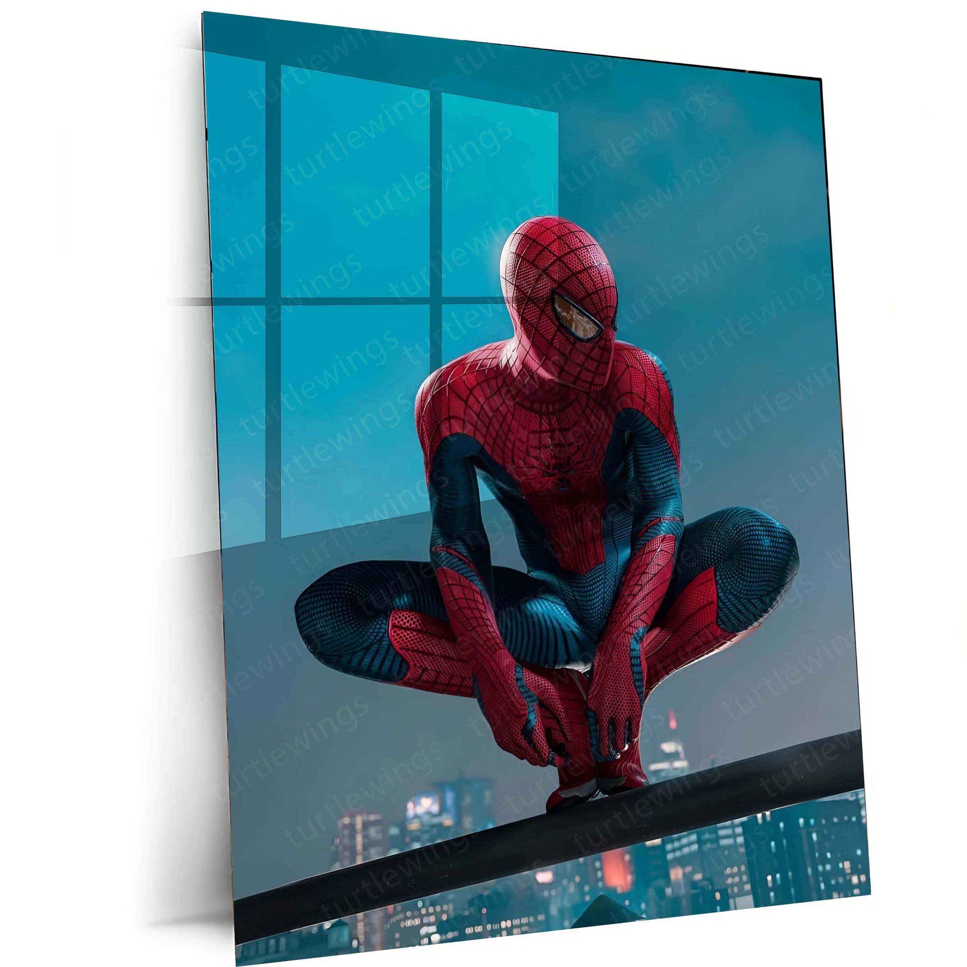 Sitting Spider-Man Pose Metal Poster – Iconic Superhero Moment - TURTLEWINGS