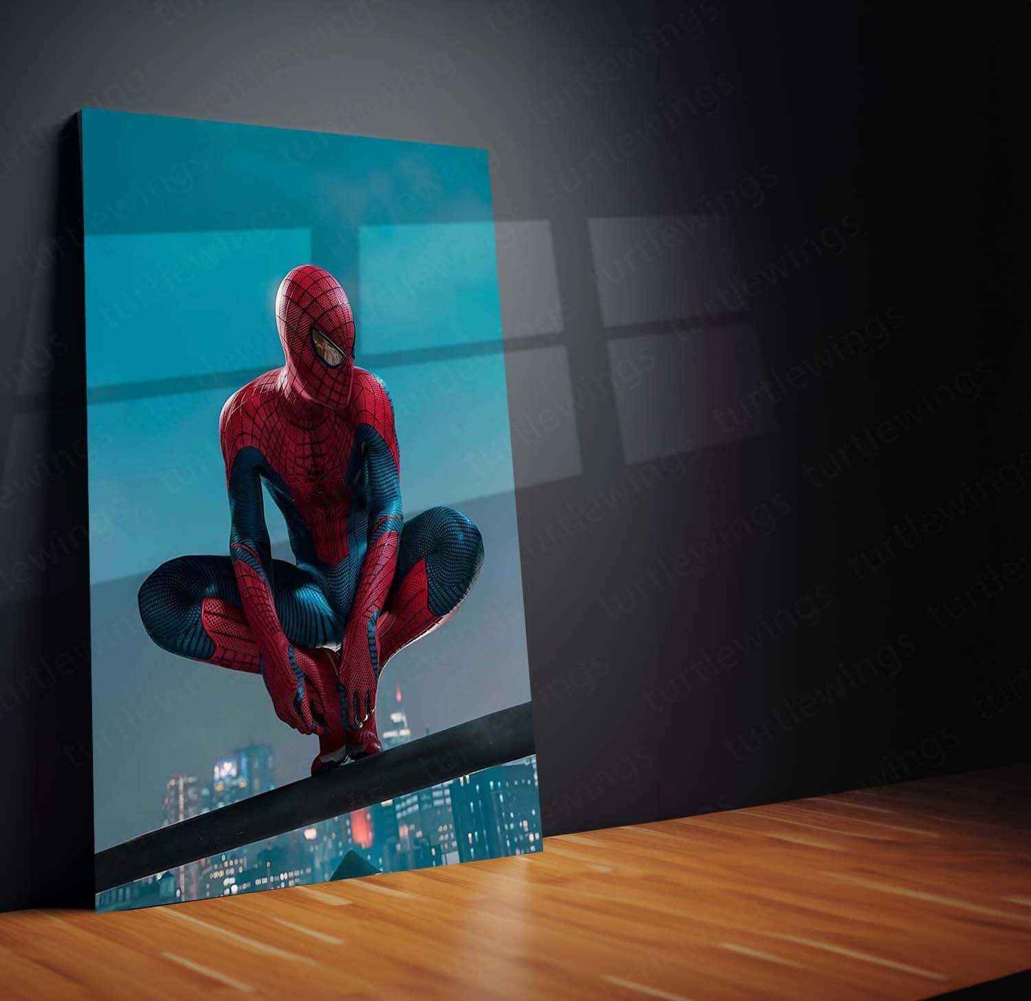Sitting Spider-Man Pose Metal Poster – Iconic Superhero Moment - TURTLEWINGS