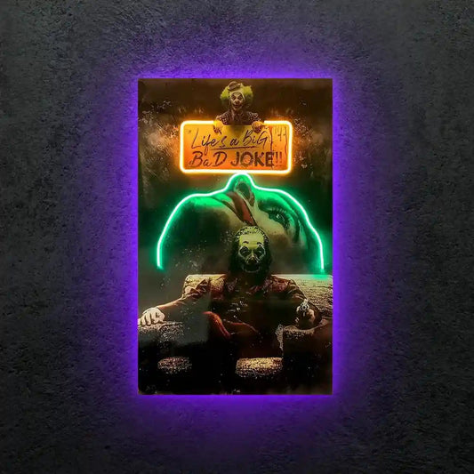 Joker Neon LED Frame | Dark Quote Wall Art “Life’s a Big Bad Joke” Aesthetic LED Frame by TurtleWings - TURTLEWINGS