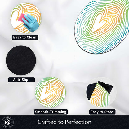 Heart Fingerprint Shape Flat Rug | Pastel Love Abstract Oval Area Flat Rug | Minimalist Romantic Flat Rug for Bedroom, Nursery & Modern Home Decor