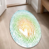 Heart Fingerprint Shape Flat Rug | Pastel Love Abstract Oval Area Flat Rug | Minimalist Romantic Flat Rug for Bedroom, Nursery & Modern Home Decor