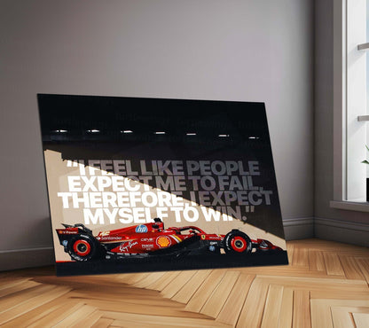 Ferrari Formula Racing Expect Myself to Win Metal Poster | F1 Motivational Car Wall Art | Motorsport Metal Print