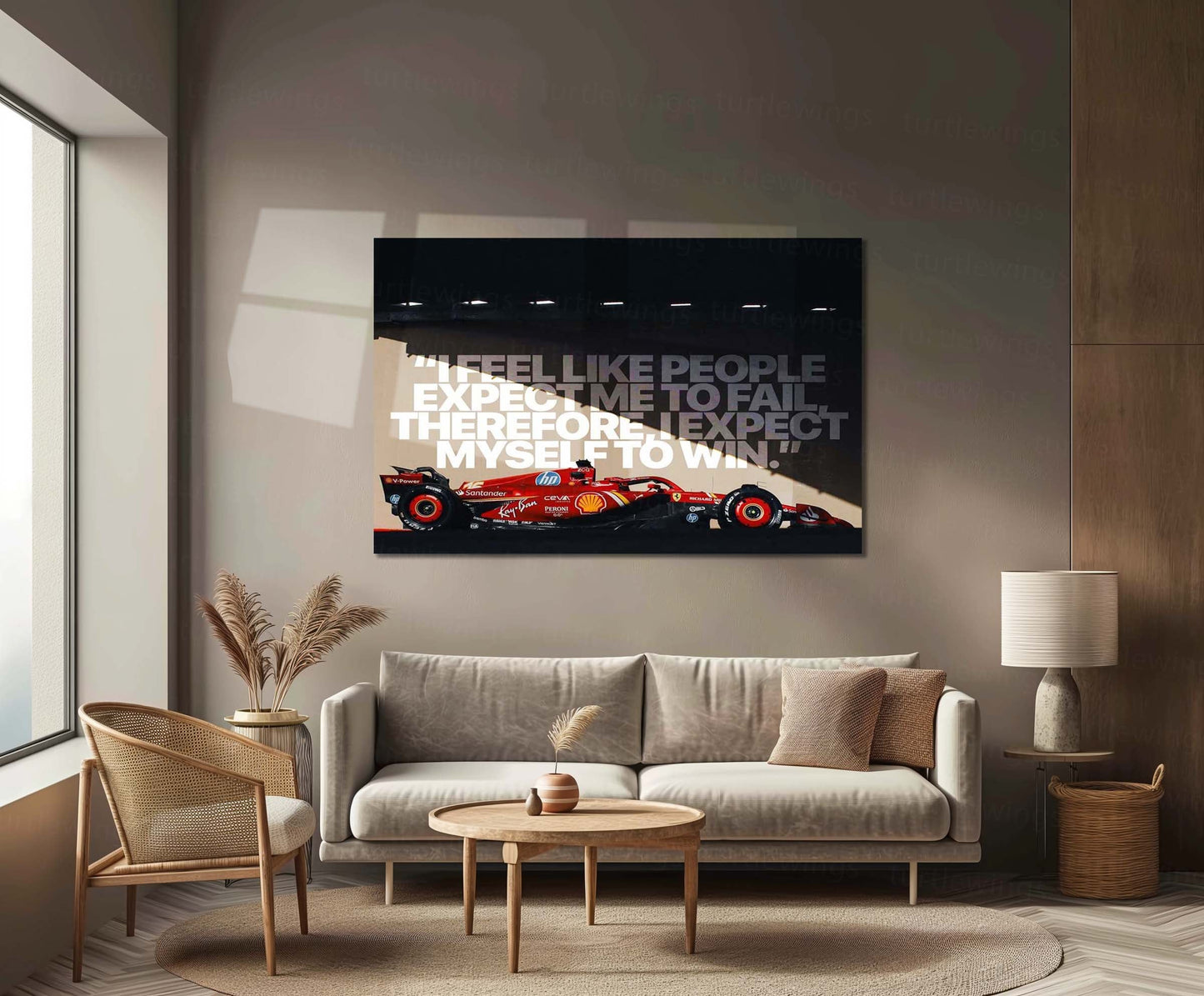 Ferrari Formula Racing Expect Myself to Win Metal Poster | F1 Motivational Car Wall Art | Motorsport Metal Print