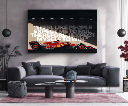 Ferrari Formula Racing Expect Myself to Win Metal Poster | F1 Motivational Car Wall Art | Motorsport Metal Print