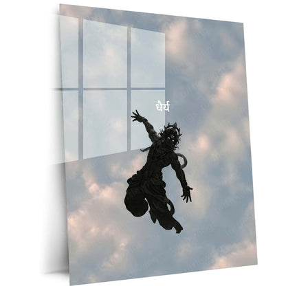 Spiritual Metal Poster | Lord Krishna Divine Sky Metal Print | Spiritual Krishna Wall Art | Premium Devotional Metal Poster