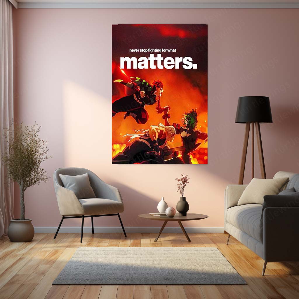 Anime Metal Poster | Anime Never Stop Fighting Metal Poster | Motivational Battle Wall Art | Premium Anime Metal Print