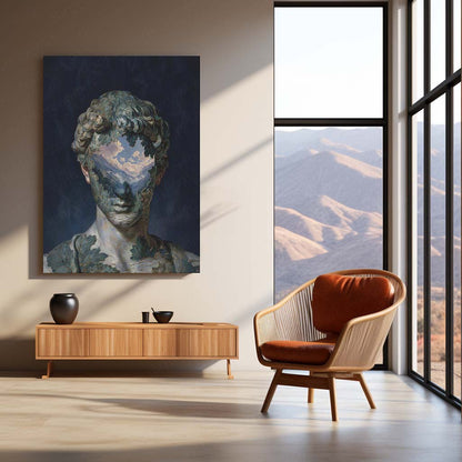 Surreal Nature Portrait Metal Poster | Classical Sculpture Landscape Face Wall Art | Premium Aesthetic Metal Print