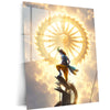 Spiritual Metal Poster | Lord Krishna Sudarshan Chakra Metal Poster | Divine Vishnu Avatar Spiritual Wall Art | Krishna Celestial Metal Print