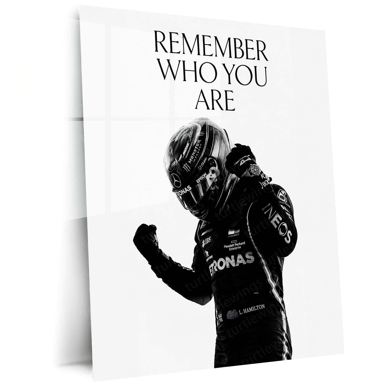 Quote Metal Poster | Lewis Hamilton Motivation Metal Poster | Remember Who You Are F1 Racing Wall Art | Formula Racing Metal Print