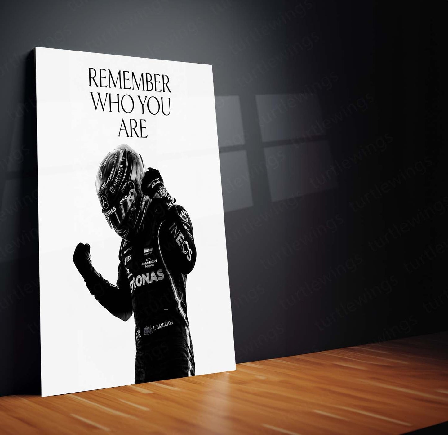 Quote Metal Poster | Lewis Hamilton Motivation Metal Poster | Remember Who You Are F1 Racing Wall Art | Formula Racing Metal Print