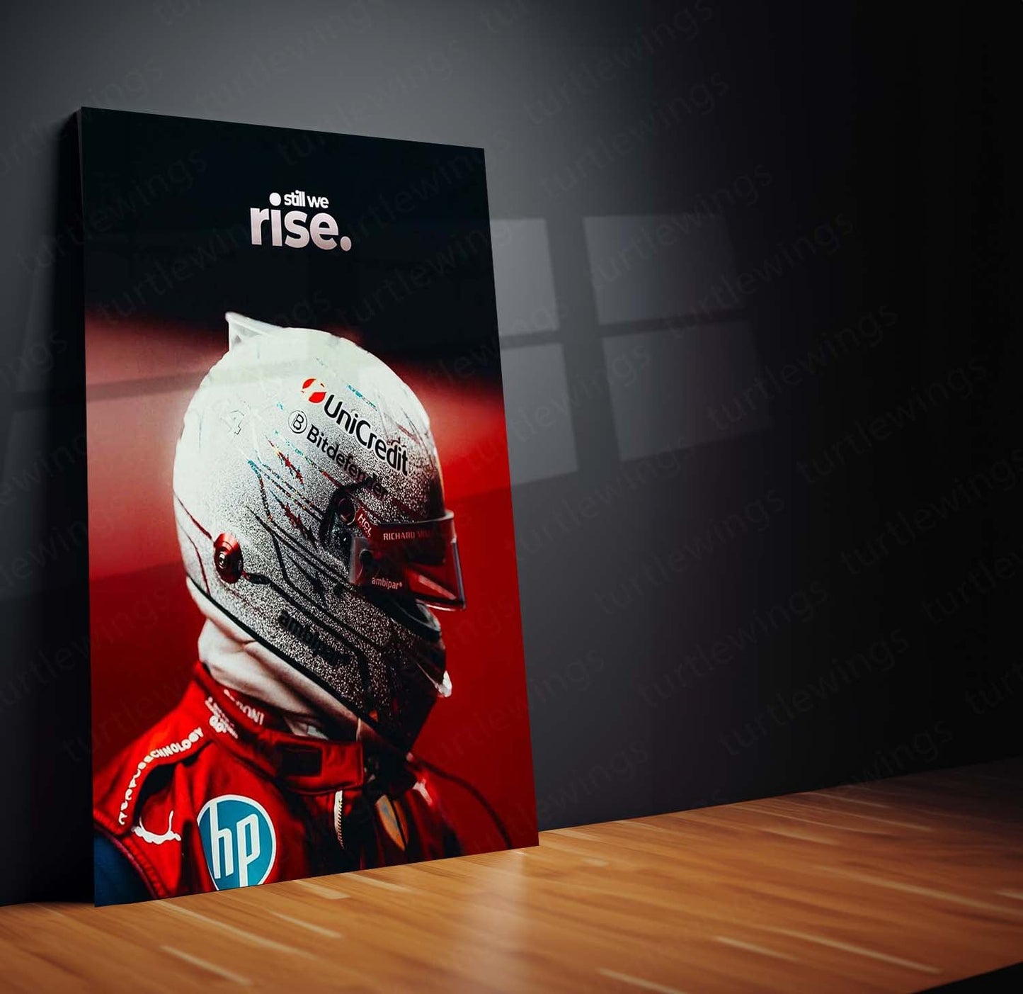 Quote Metal Poster | Still We Rise Racing Metal Poster | Motorsport Motivation Wall Art | Red Formula Racing Metal Print