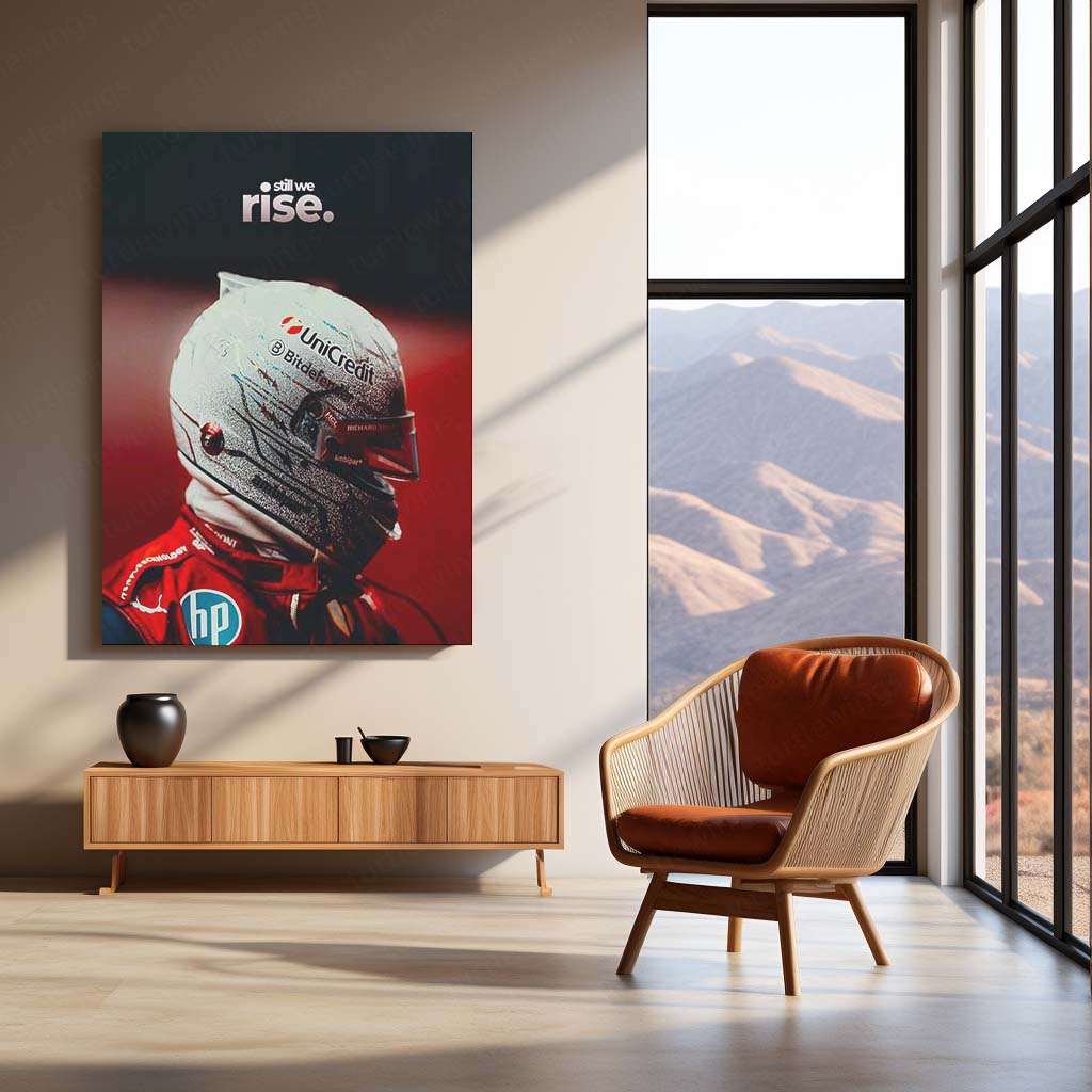 Quote Metal Poster | Still We Rise Racing Metal Poster | Motorsport Motivation Wall Art | Red Formula Racing Metal Print