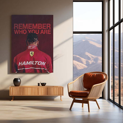 Lewis Hamilton Metal Poster | Remember Who You Are Racing | Motorsport Motivation Wall Art | Formula Racing Metal Frame