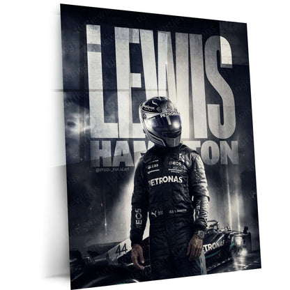 Lewis Hamilton Metal Poster | Formula Racing Champion Artwork | Motorsport Wall Art | Racing Driver Metal Frame