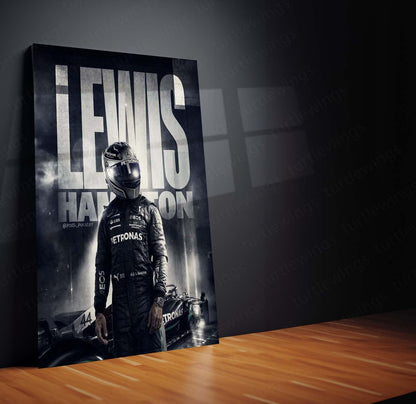 Lewis Hamilton Metal Poster | Formula Racing Champion Artwork | Motorsport Wall Art | Racing Driver Metal Frame