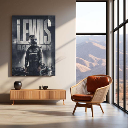 Lewis Hamilton Metal Poster | Formula Racing Champion Artwork | Motorsport Wall Art | Racing Driver Metal Frame