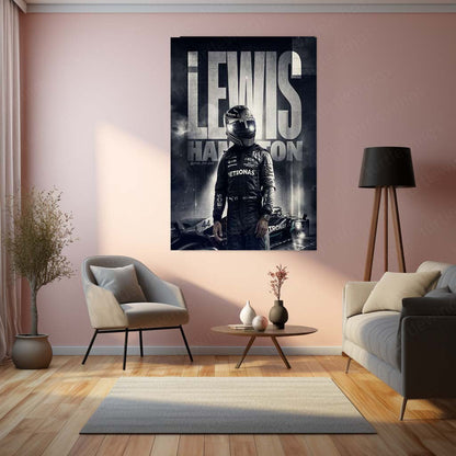 Lewis Hamilton Metal Poster | Formula Racing Champion Artwork | Motorsport Wall Art | Racing Driver Metal Frame
