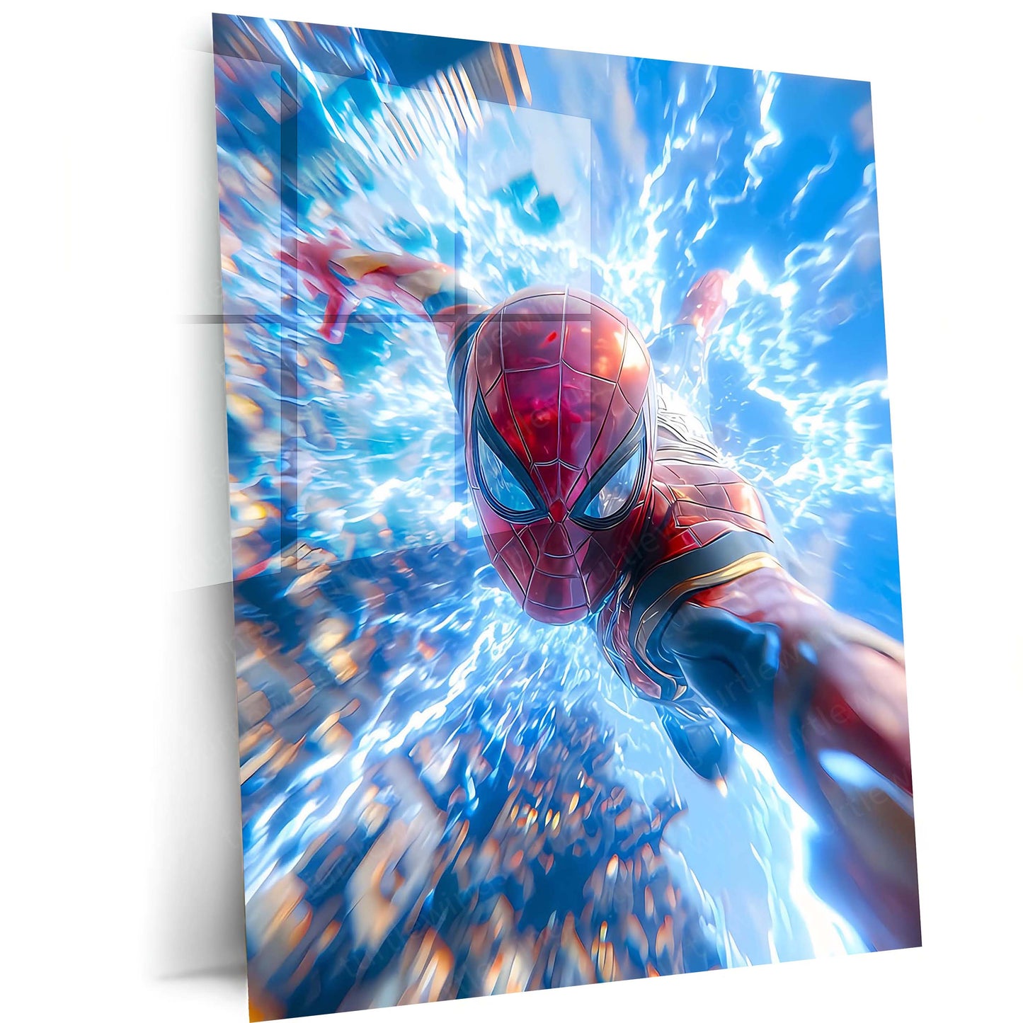 Spider-Man Action Metal Poster | Web-Slinger Superhero Wall Art | Dynamic Comic Style Metal Print