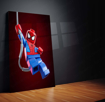 LEGO Spider-Man Metal Poster | Web-Swinging Superhero Toy Wall Art | Kids & Gaming Room Metal Print