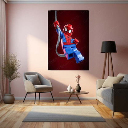 LEGO Spider-Man Metal Poster | Web-Swinging Superhero Toy Wall Art | Kids & Gaming Room Metal Print