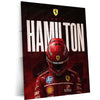 Lewis Hamilton Ferrari Metal Poster | Formula Racing Champion Wall Art | Red Motorsport Metal Print