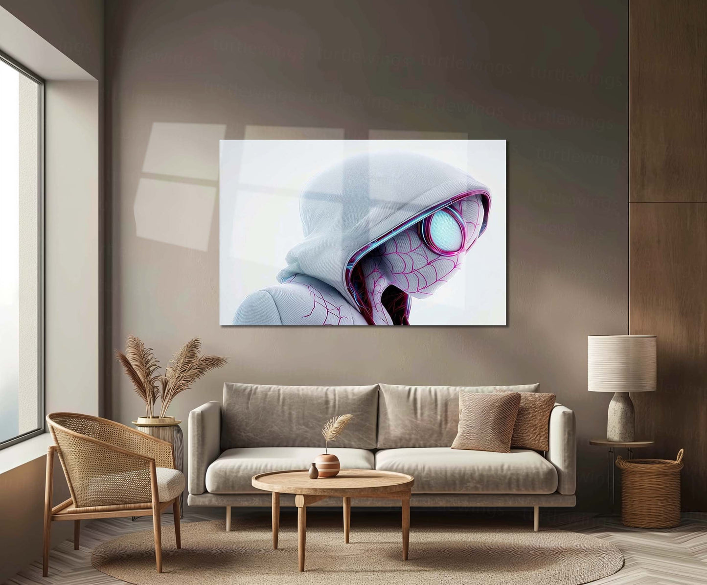 Spider-Gwen Metal Poster | Gwen Stacy Spider-Verse Wall Art | White Hood Superhero Metal Print